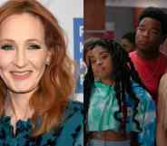 side by side images of JK Rowling and the cast of Saved by the Bell reboot