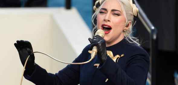 Singer Lady Gaga performs during the 59th Presidential Inauguration