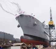 USNS Harvey Milk launches after a ceremonial address