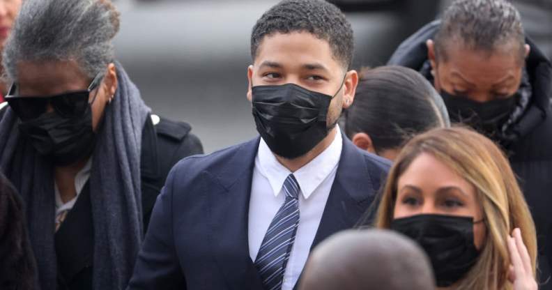 Former Empire actor Jussie Smollett arrives at the Leighton Courts Building