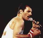 Freddie Mercury performing at the Milton Keynes National Bowl in 1982.