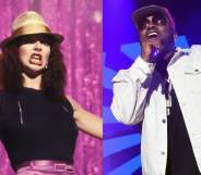 Kate Bush and Big Boi performing on stage