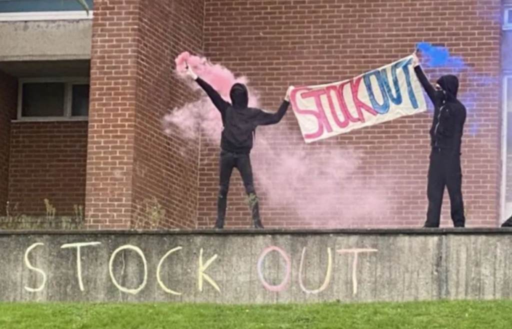 Students at the University of Sussex protesting against Kathleen Stock