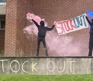 Students at the University of Sussex protesting against Kathleen Stock