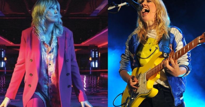 Ladyhawke on the album artwork for Guilty Love and Ladyhawke performing on stage