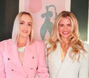 Megan Bacon-Evans and Whitney stand side to side in pastel blazers