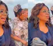 Oprah trying to sing along to Adele's "Hello"