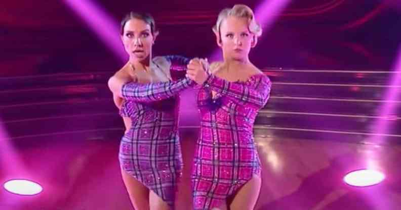 JoJo Siwa and Jenna Johnson perform an Argentine tango during Britney Spears week on Dancing with the Stars