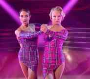 JoJo Siwa and Jenna Johnson perform an Argentine tango during Britney Spears week on Dancing with the Stars