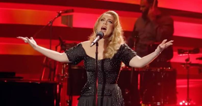 Adele performs in front of crowds at the London Palladium