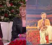 Side by side images of McKinley McConnell and her mum Lisa appearing on the Ellen DeGeneres Show and a still from McKinley's TikTok of Harry Styles helping her come out to her mum