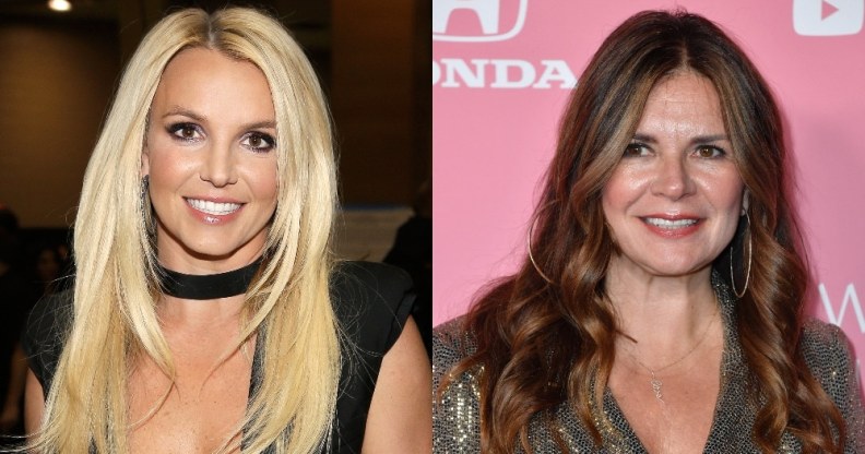 Headshots of Britney Spears and Lou Taylor