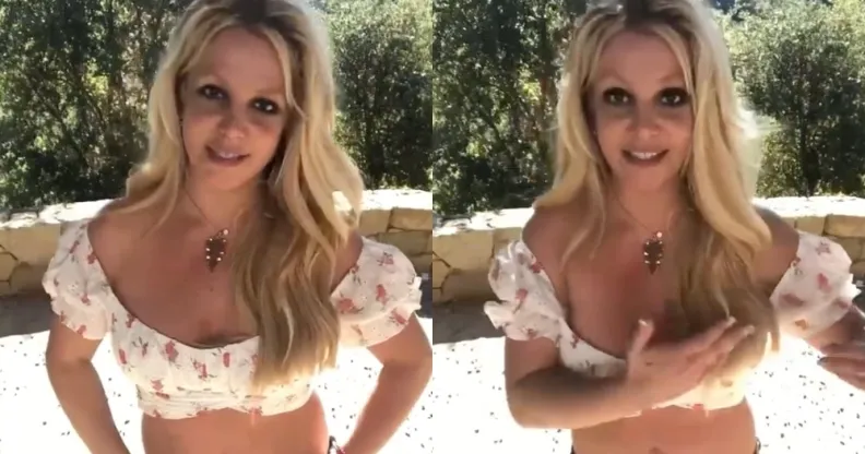 Britney Spears speaking to the camera