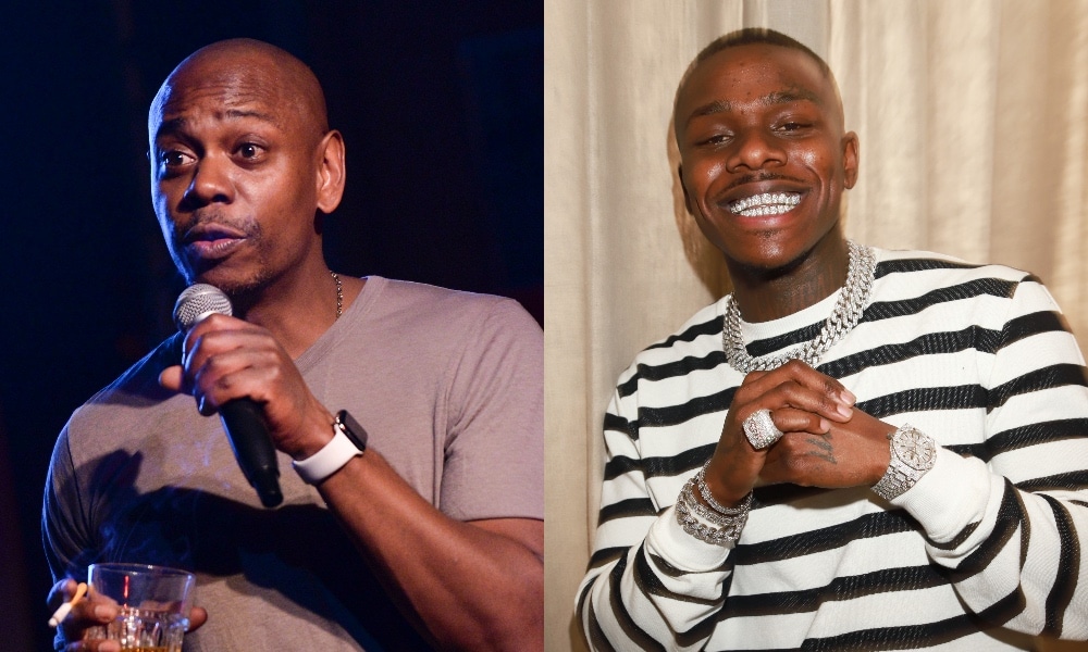 Headshots of Dave Chappelle and DaBaby