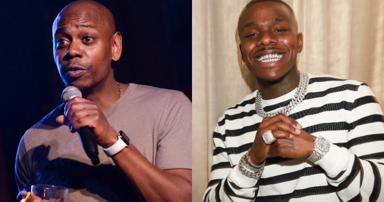 Headshots of Dave Chappelle and DaBaby