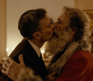 Santa kissing his boyfriend