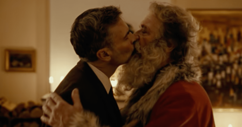 Santa kissing his boyfriend