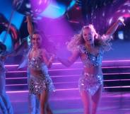 JoJo Siwa and partner Jenna Johnson on the Dancing with the Stars stage