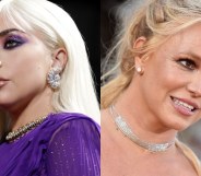 Headshots of Lady Gaga (L) and Britney Spears