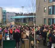 Durham University students protest after walking out of a Rod Liddle speech