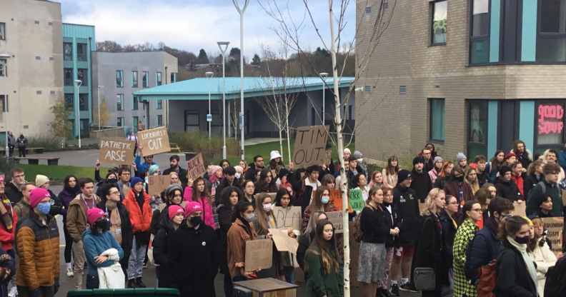 Durham University students protest after walking out of a Rod Liddle speech