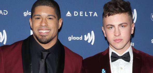 Wrestler Anthony Bowens and YouTube star boyfriend Michael Pavano at the 30th Annual GLAAD Media Awards