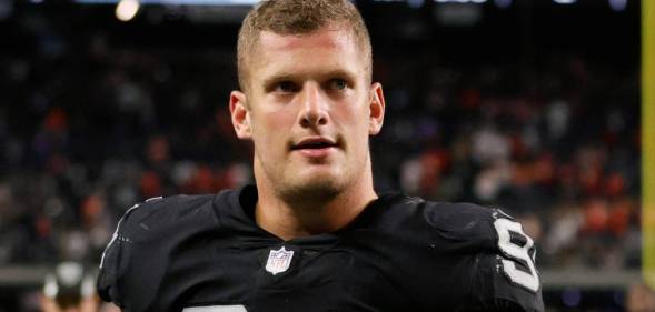Carl Nassib during Kansas City Chiefs v Las Vegas Raiders on 14 November 2021