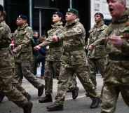 Soldiers march through London during the annual Lord Mayor's Show