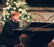 Sir Elton John sings "Candle In The Wind" at the funeral of Diana, Princess of Wales on 6 September, 1997