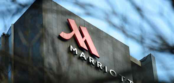A photograph of a logo of a Marriott Hotel