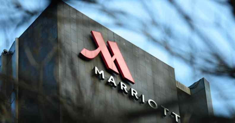 A photograph of a logo of a Marriott Hotel
