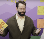 Matt Walsh poses with his anti-trans children's book titled Johnny the Walrus.