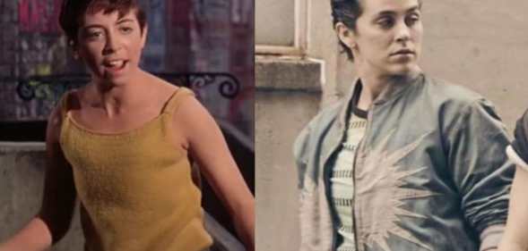 Susan Oakes as Anybodys in the 1961 version of West Side Story and Iris Menas version of the character in 2021