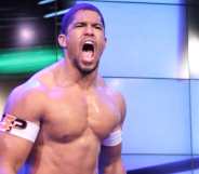 Anthony Bowens yells before entering the wrestling ring