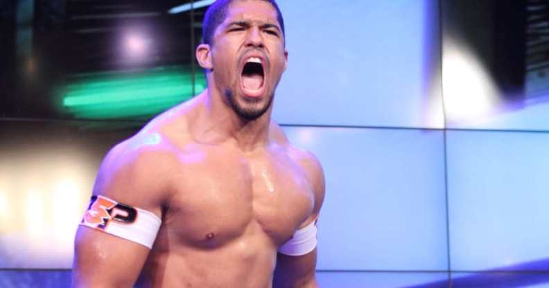 Anthony Bowens yells before entering the wrestling ring