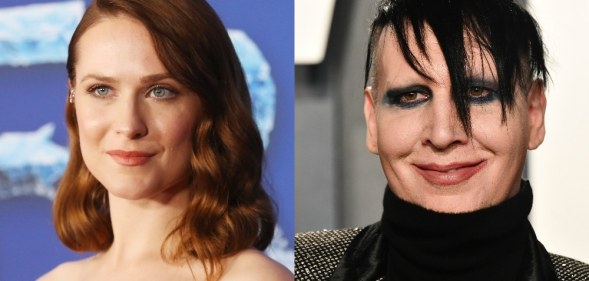 Headshots of Evan Rachel Wood (L) and Marilyn Manson