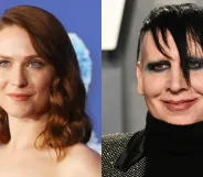 Headshots of Evan Rachel Wood (L) and Marilyn Manson
