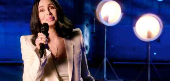 A screenshot of Cher on the Betty White television special