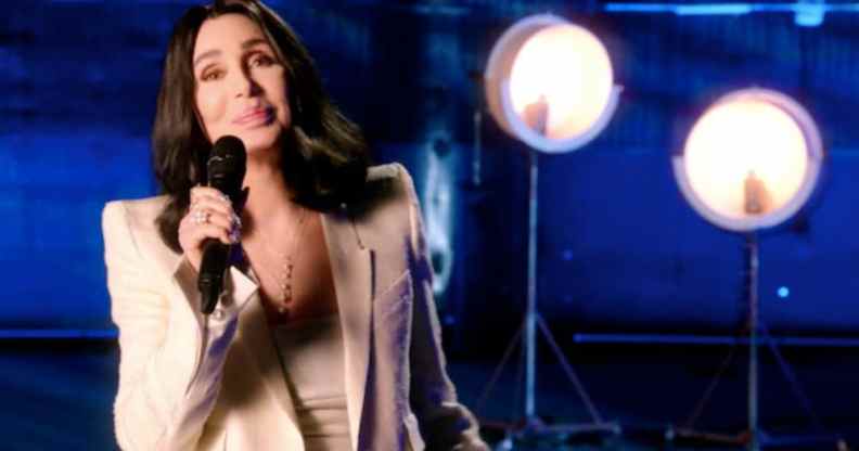 A screenshot of Cher on the Betty White television special