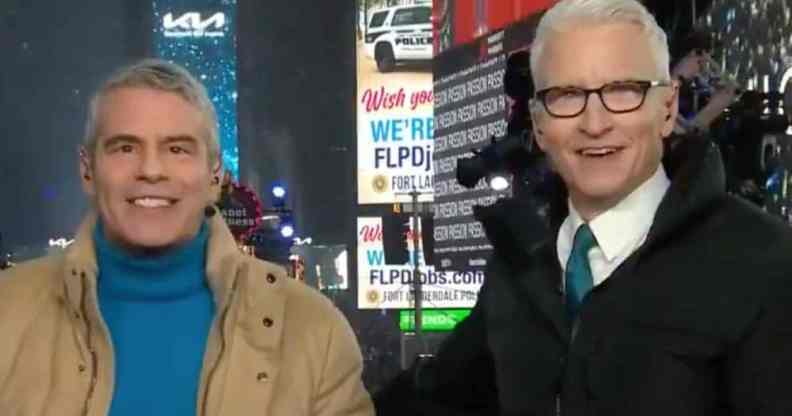 Andy Cohen and Anderson Cooper during CNN's New Year's Eve countdown