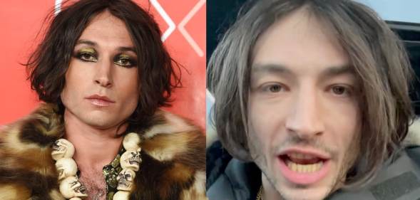 Ezra Miller on the red carpet and threatening the KKK on Instagram