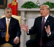 Donald Trump at a meeting with Hungarian prime minister Viktor Orban, in the Oval Office