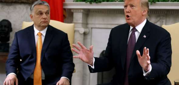 Donald Trump at a meeting with Hungarian prime minister Viktor Orban, in the Oval Office