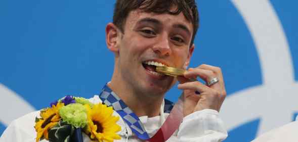 Tom Daley pictured after winning gold at the Olympics