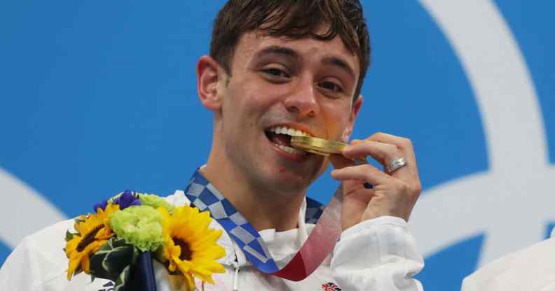 Tom Daley pictured after winning gold at the Olympics