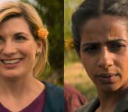 Screenshots of Doctor Who stars Jodie Whittaker and Mandip Gill from the show
