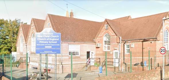 A picture of the outside of New Christ Church Primary School in Reading Berkshire