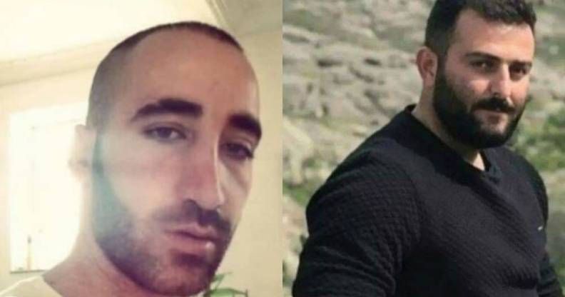 Pictures of two men from Iran who were reportedly executed on anti-gay charges
