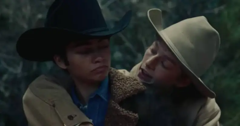 Euphoria characters Rue and Jules dress up as the two main characters from the film Brokeback Mountain