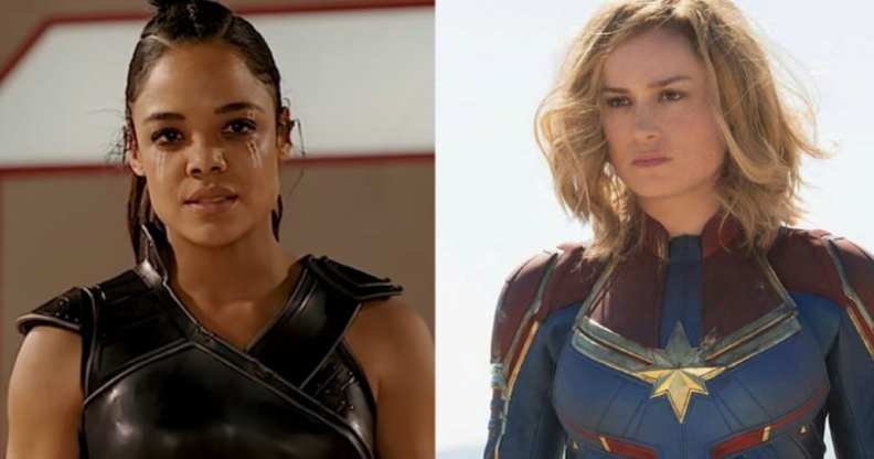 Tessa Thompson as Valkyrie and Brie Larson as Captain Marvel